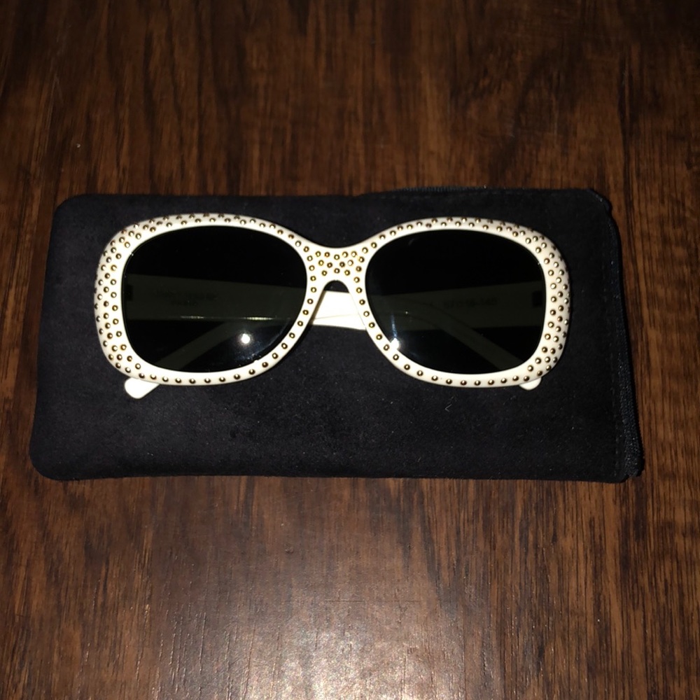 Saint Laurent Gold Studded White Shades